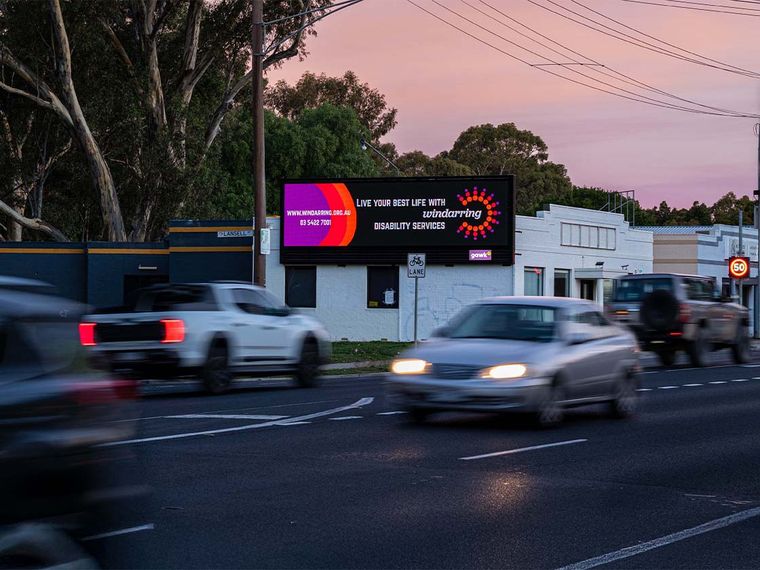 Gawk digital billboard at 73 High Street Kangaroo Flat
